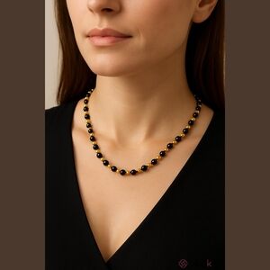 CAROLINA HERRERA BLACK ONIX PEARL & GOLD WOMEN'S NECKLACE